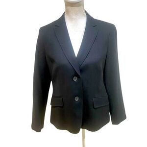 Talbots Italian flannel black double button Overstitching lined blazer size 6p